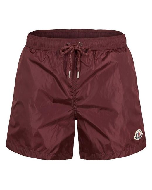 Moncler Red Logo Swim Shorts for men