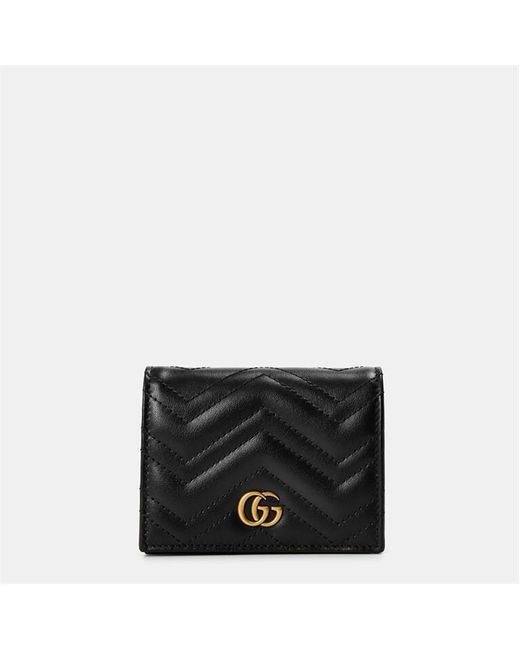 Gucci Black Gg Motif Leather Marmont Card Case Wallet