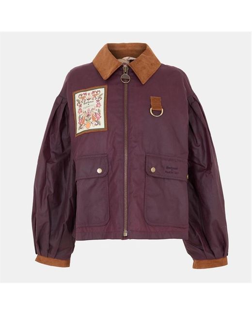 BARBOUR X FARM RIO Purple X Farm Rio Thais Waxed Jacket