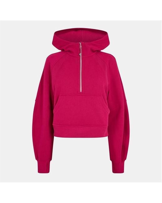 lululemon athletica Red Logo Cotton Oversized Zipped Hoodie