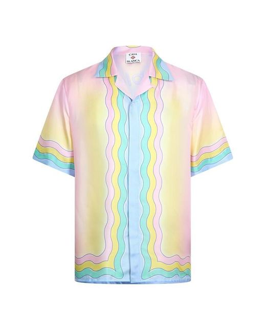 Casablanca Yellow Love Of Short Sleeve Bowling Shirt for men