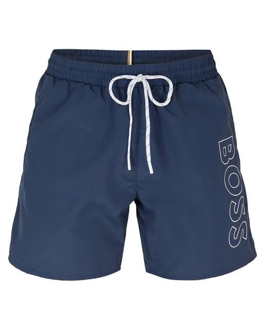 Boss Blue Swim Shorts With Logo Detail (Stormfish) for men