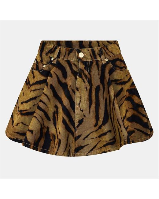 Ganni Brown Flock Mini Skirt