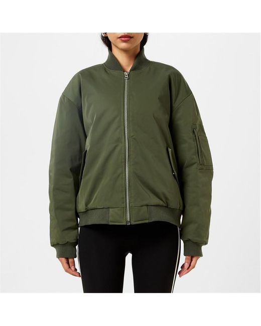 ADANOLA Green Oversized Long Sleeve Bomber Jacket