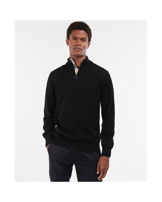 Barbour Black Cotton Half-Zip Jumper for men