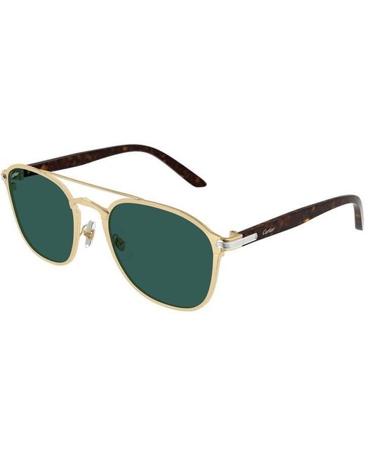 Cartier Gray Ct0012S Double-Bridge Rectangular Sunglasses