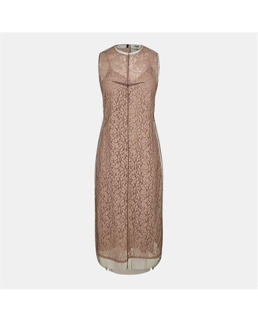 Fendi Brown Lace Dress