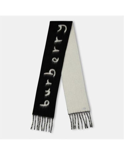 Burberry Black Burb Text Soft Knitted Scarf