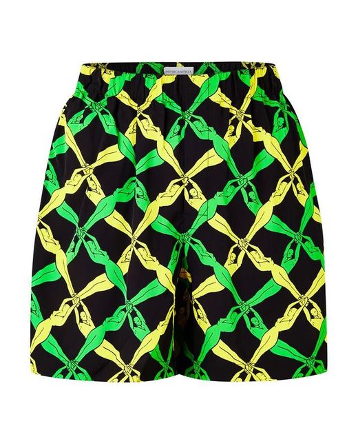 Bottega Veneta Green Flat Front Tailored Shorts