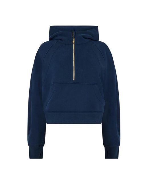 lululemon athletica Blue Logo Cotton Oversized Zipped Hoodie