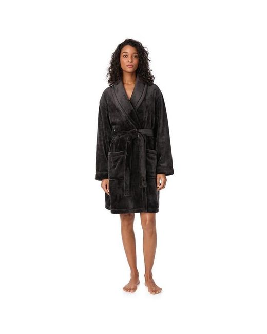 DKNY Black Plush Relaxed Fit Dressing Gown