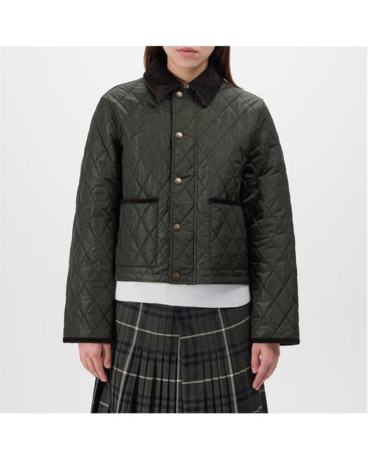 Burberry Green Cropped Diamond Quilted Jacket