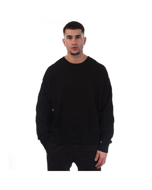 Off-White c/o Virgil Abloh Black 3D Diagonal Knit Crewneck Sweater for men