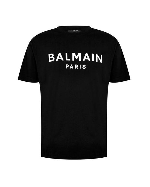 Balmain Black Paris Print Logo T-shirt for men