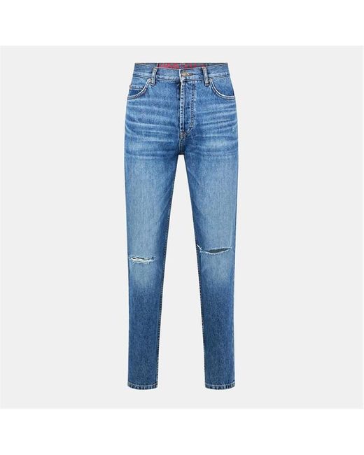HUGO Blue Rip Tapered Jeans for men