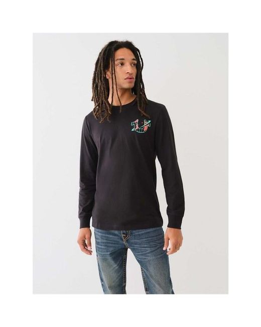 True Religion Black Long Sleeve High Dynasty T-Shirt for men