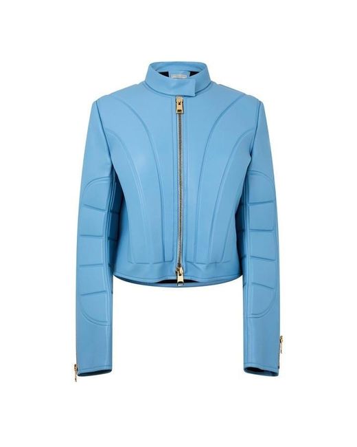 Bottega Veneta Blue Woven Tailored Leather Jacket
