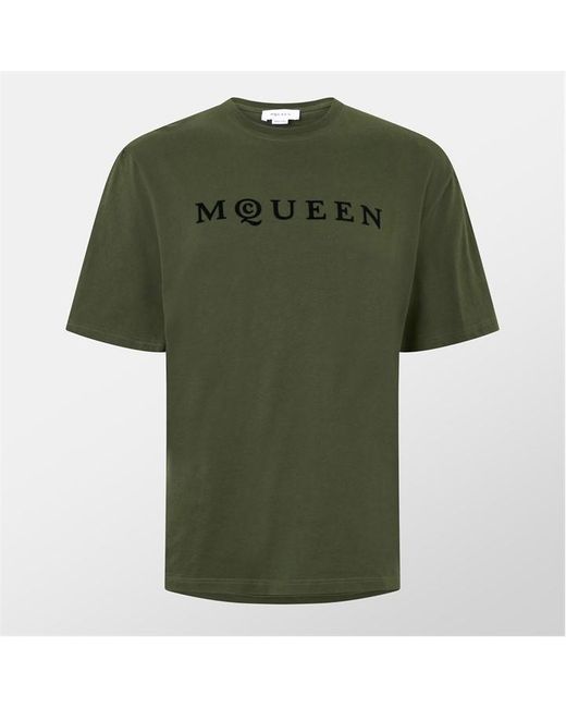 McQueen Green Classic Logo T-Shirt for men