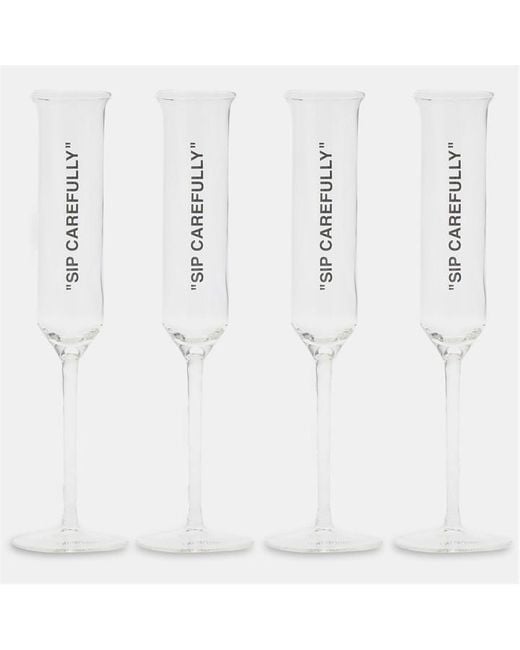 Off-White c/o Virgil Abloh White Flute Champagne Glasses