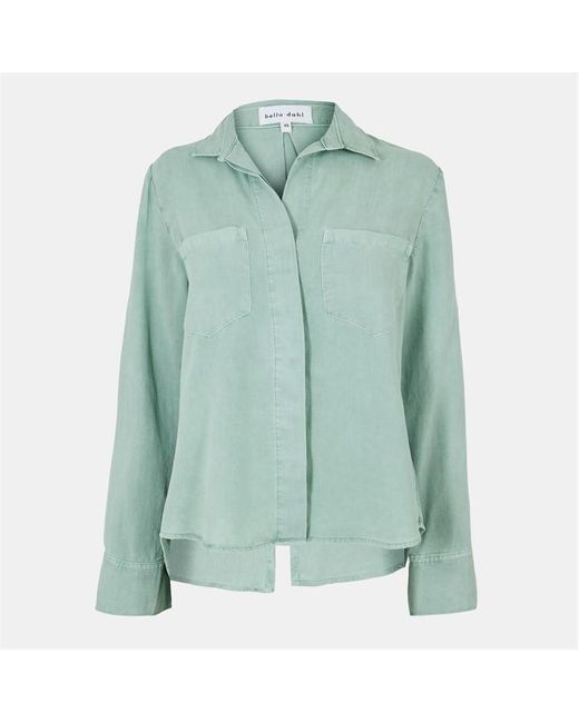 Bella Dahl Green Split Back Long-Sleeve Plain Shirt