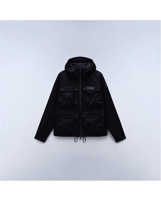 Napapijri Black Rivalto Water Resistant Long Sleeve Rain Anorak for men