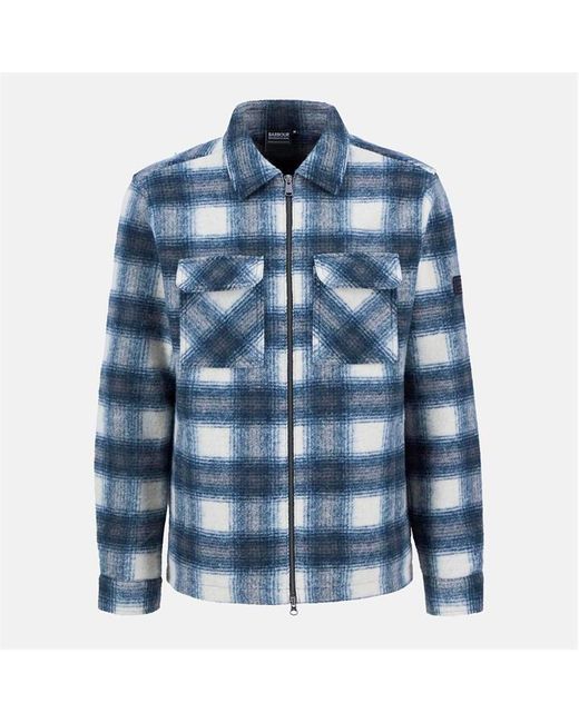 Barbour Blue Clayton Fleece Check Overshirt for men