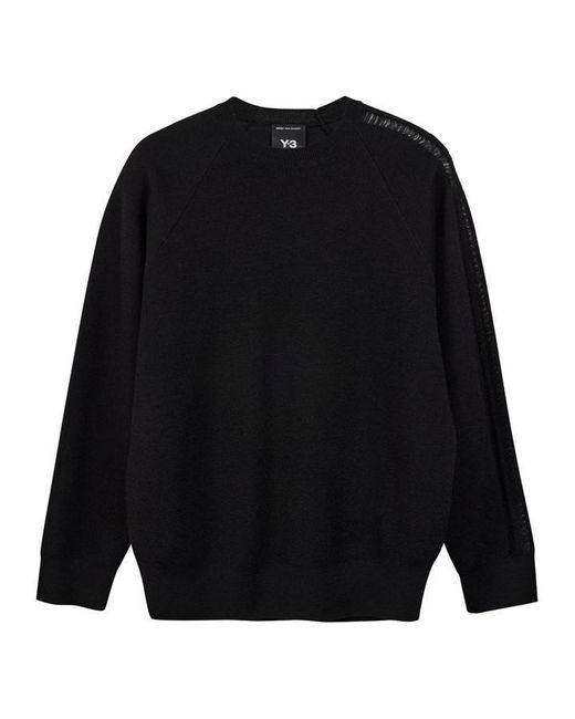 Y-3 Black Logo Knit Crewneck Sweater for men
