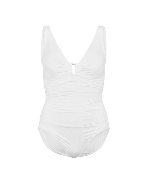 Ralph Lauren White Ring Detail Plunge Swimsuit