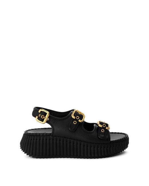 Chloé Black Nama Flatform Sandals