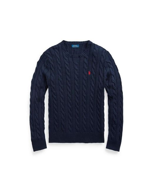 Polo Ralph Lauren Blue Cable Crew Knit Jumper for men