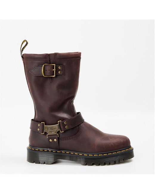 Dr. Martens Brown Anistone Tall Leather Biker Boots