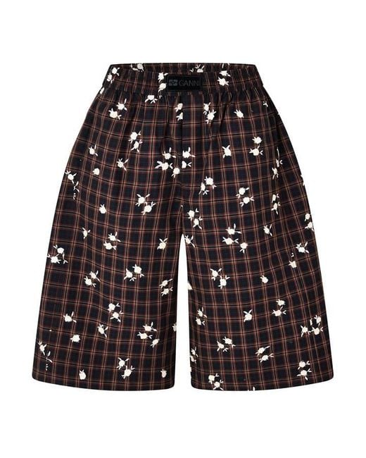 Ganni Black Flower Tailored Shorts