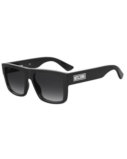 Moschino Black Rect Top Round Sunglasses for men