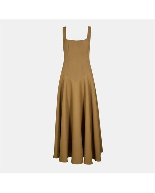 Odd Muse Natural The Ultimate Muse Low Waist Square Neck Midi Dress