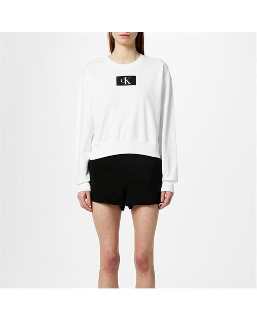 Calvin Klein White Long Sleeve Lounge Sweatshirt