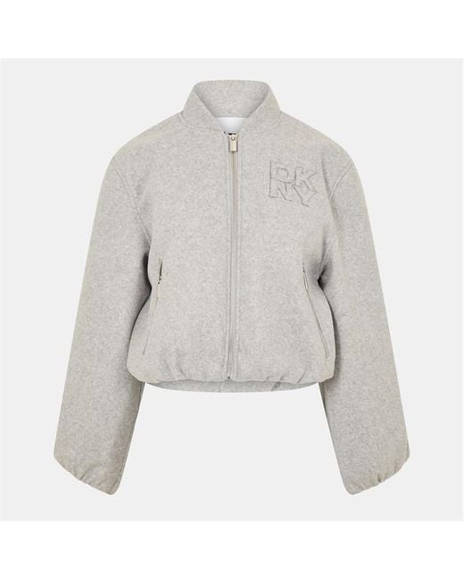 DKNY Gray Logo Bomber Jacket