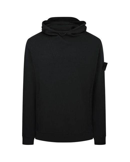 Stone Island Black Ghost Cotton Heavy Fleece Hooded Sweatshirt for men