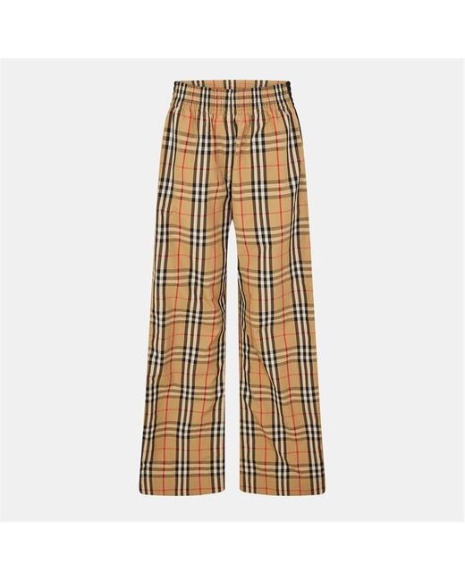 Burberry Natural Check High Waisted Wide Leg Trousers