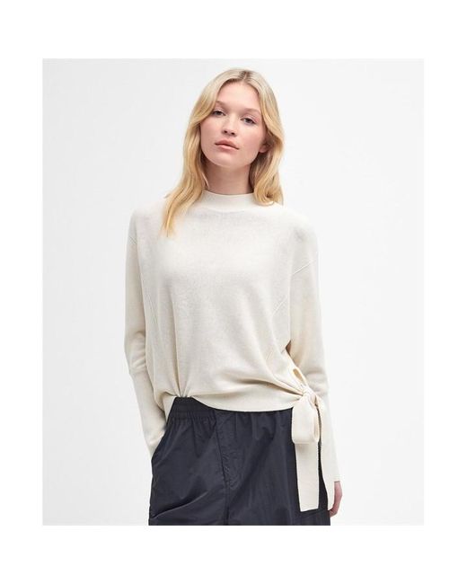 Barbour White Sofia Crew Neck Jumper