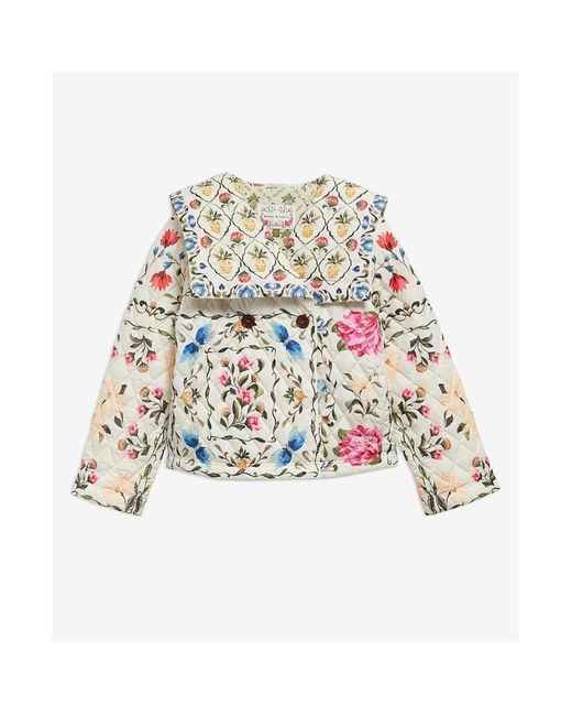 BARBOUR X FARM RIO White Quilted Jacket