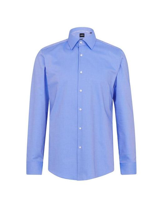 Boss Blue Hank Kent Cotton Long Sleeve Slim Fit Shirt for men