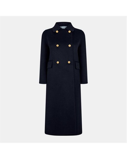 Prada Blue Cash Cashmere Calf Length Long Sleeve Overcoat