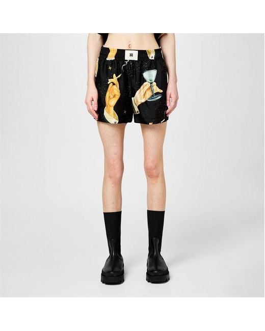 Amiri Black Chamagne Silk Shorts