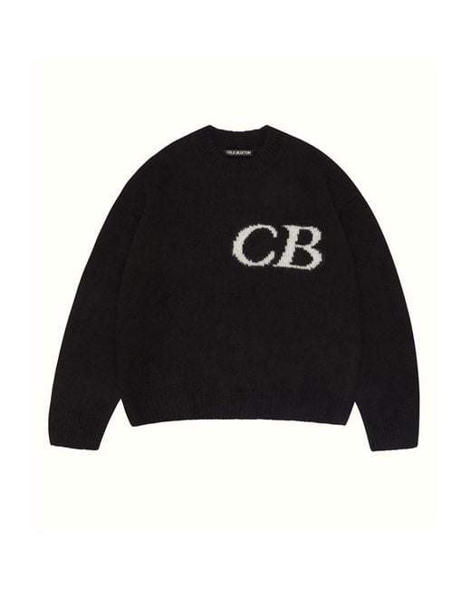 Cole Buxton Black Cb Logo Knit Sweatshirt for men