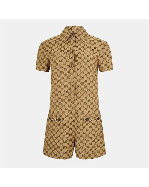 Gucci Natural Tailored Hardware Accent Jumpsuit