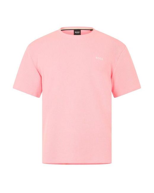Boss Pink Bodywear Waffle T-Shirt With Structured Design for men