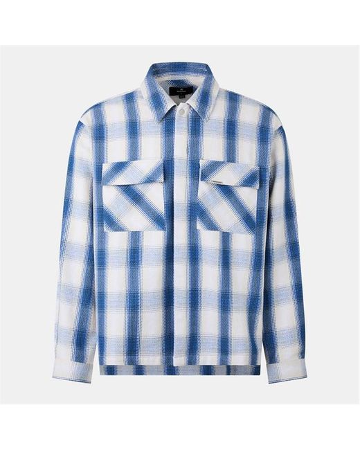 Represent Blue Season Flannel Oversized Check Long Sleeve Shirt for men