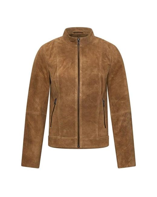Elle Brown Lara Suede Moto Jacket