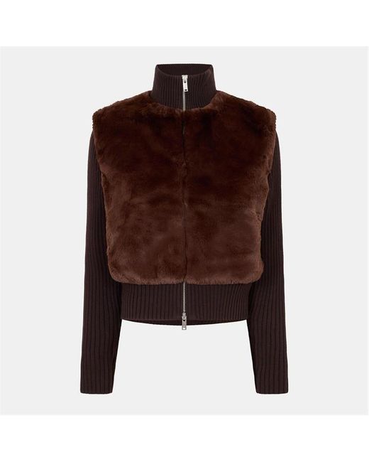 Moose Knuckles Brown Dua Bunny Textured Relaxed Fit Cardigan