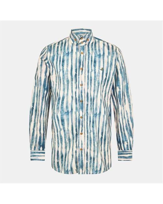 Vivienne Westwood Blue Patterned Long-Sleeve Shirt for men